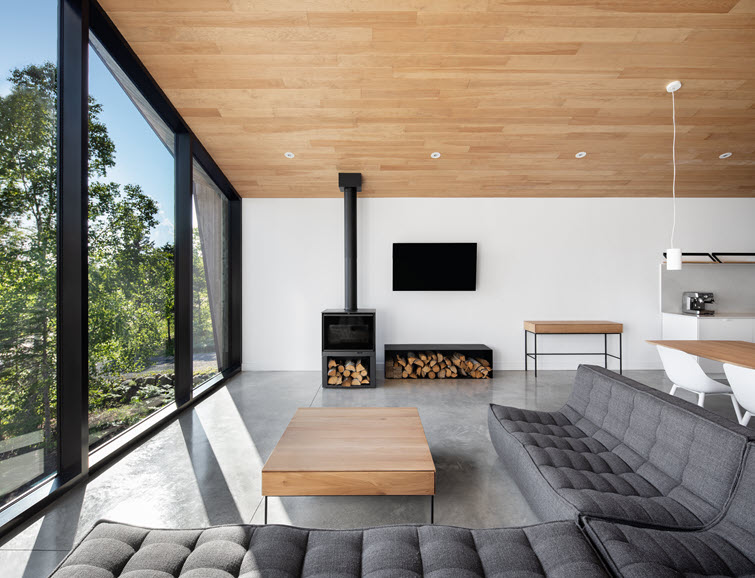 The designers used rustic materials such as dark steel and concrete